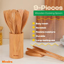 Riveira Colheres de cozinha de bambu com 6 peças – Conjunto de utensílios de cozinha de madeira com colheres de madeira para cozinhar e espátulas, conjuntos de utensílios de madeira – Conjunto de