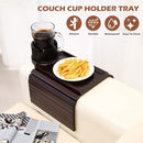 BAMBOOTRAY Bandeja de suporte de copo de sofá, mesa de braço de sofá 3 em 1, grande 48 x 33 cm, mesa lateral de bambu com clipe de sofá com suporte de copo de 360° para sofá, organizador