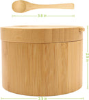 Adega de sal de bambu com mini colher