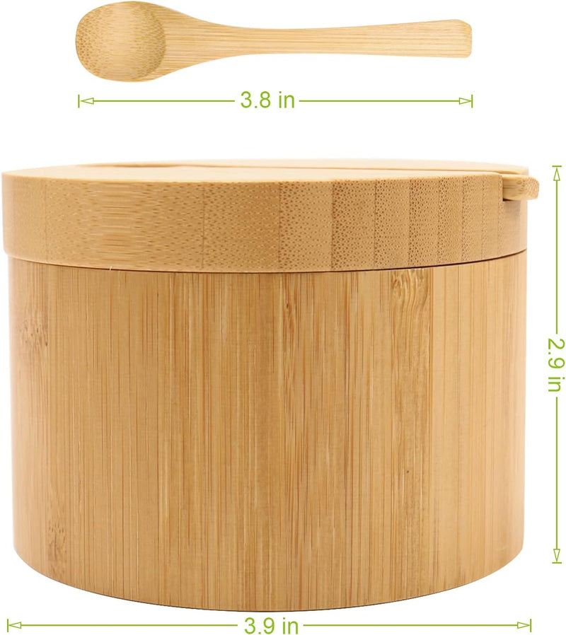 Adega de sal de bambu com mini colher