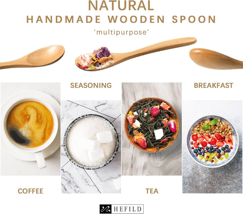 7 colheres de madeira pequenas, colheres de mel de 14 cm para chá, colher de chá de mel de madeira para café, pequenas colheres de madeira, colher de mesa de bambu para mexer, conjunto de