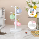 Wisuce Suporte de caneca de café de bambu, base mais grossa, suporte para copo de café, suporte para balcão, suporte para canecas com 6 ganchos (natural)