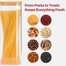 Frascos de armazenamento de vidro com tampa de bambu, recipientes de cozinha herméticos para assar, recipiente de alimentos para especiarias, biscoitos, chá, café e lanches (4 pacotes de 0,6 qt)