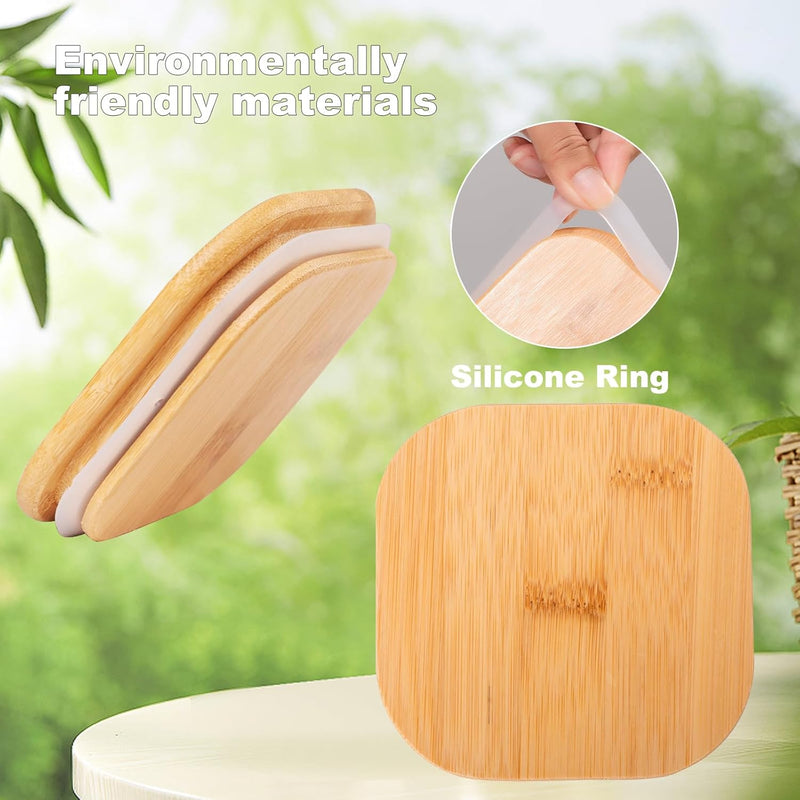 Frascos de vidro para armazenamento de alimentos, conjunto de 6 recipientes de armazenamento de vidro, recipiente de vidro transparente para alimentos com tampa de bambu hermético para servir chá,