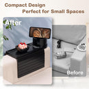 Bandeja de suporte de copo de sofá, bandeja de braço de sofá de bambu com suporte giratório de 360°, bandeja de descanso de braço de sofá dobrável 3 em 1 para controle remoto/lanches/xícaras/bebidas