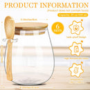 Pickmesh Set of 6 Airtight Glass Jars with Bamboo Lids and Spoons 20 oz Glass Storage Containers Jars Set for Kitchen Food Storage Sugar Chia Seeds Overnight Oats Spice Beans Coffee Dry Goods