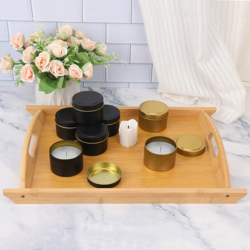 Bandeja de Bambu Grande com Alças – Kit 4 Unidades (43x30x3 cm)