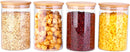 Frascos de vidro para alimentos com tampas, recipientes de armazenamento de vidro de 900 ml com tampas herméticas de bambu, conjunto de 4 recipientes de vidro redondos, organizadores de despensa e