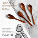 7 colheres de madeira pequenas, colheres de mel de 14 cm para chá, colher de chá de mel de madeira para café, pequenas colheres de madeira, colher de mesa de bambu para mexer, conjunto de