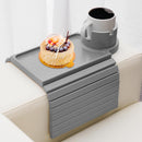 BAMBOOTRAY Bandeja de suporte de copo de sofá, mesa de braço de sofá 3 em 1, grande 48 x 33 cm, mesa lateral de bambu com clipe de sofá com suporte de copo de 360° para sofá, organizador