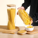 Frascos de vidro para armazenamento de alimentos com tampas (680 g/1,048 g/1,417 g), conjunto quadrado de 6, recipientes de armazenamento de vidro transparente para alimentos com tampa de bambu