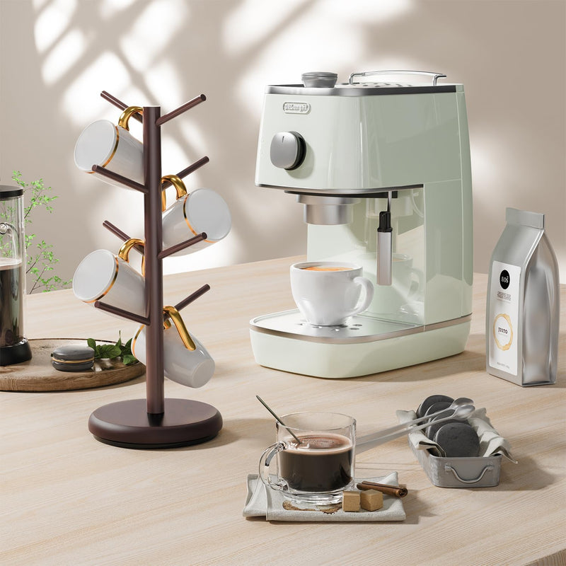 BAMBANG Suporte de caneca de árvore, rotação de 360°, 8 ganchos, suporte de copo de café para bancada, suporte de bambu para cozinha, bancada, casa, natural