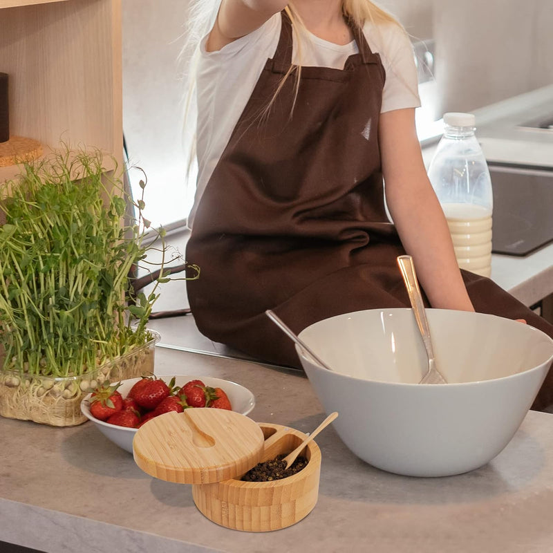 Adega de sal de bambu com mini colher