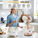 Suporte de caneca de árvore, girado 360° atualizado com 8 ganchos para balcão, suporte de bambu para acessórios de cafeteria