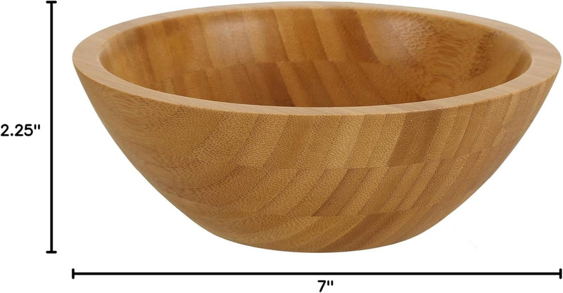 Lawei Conjunto de 4 tigelas de salada de bambu – 18 x 5,6 cm, tigelas individuais de refeição frutas, salada, massa, cereal, arroz e lanches