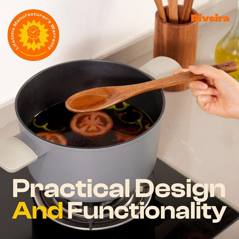 Riveira Colheres de cozinha de bambu com 6 peças – Conjunto de utensílios de cozinha de madeira com colheres de madeira para cozinhar e espátulas, conjuntos de utensílios de madeira – Conjunto de