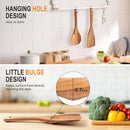 Conjunto de utensílios de cozinha de madeira teca natural de 9 peças com descanso de colher - Suporte de colheres e utensílios de cozinha com aderência confortável