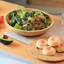 Tigelas de salada de bambu, tigelas grandes redondas de madeira de bambu de 20 cm para saladas/frutas/massas/legumes, tigela de servir à mão para entretenimento e festa, decoração de casa