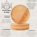 Kit 4 Porta Copos Redondos de Bambu | Pires de Madeira 10 cm | Ecológico, Lavável e Durável
