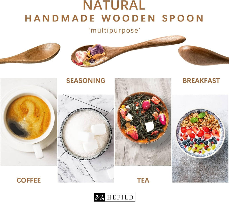 7 colheres de madeira pequenas, colheres de mel de 14 cm para chá, colher de chá de mel de madeira para café, pequenas colheres de madeira, colher de mesa de bambu para mexer, conjunto de