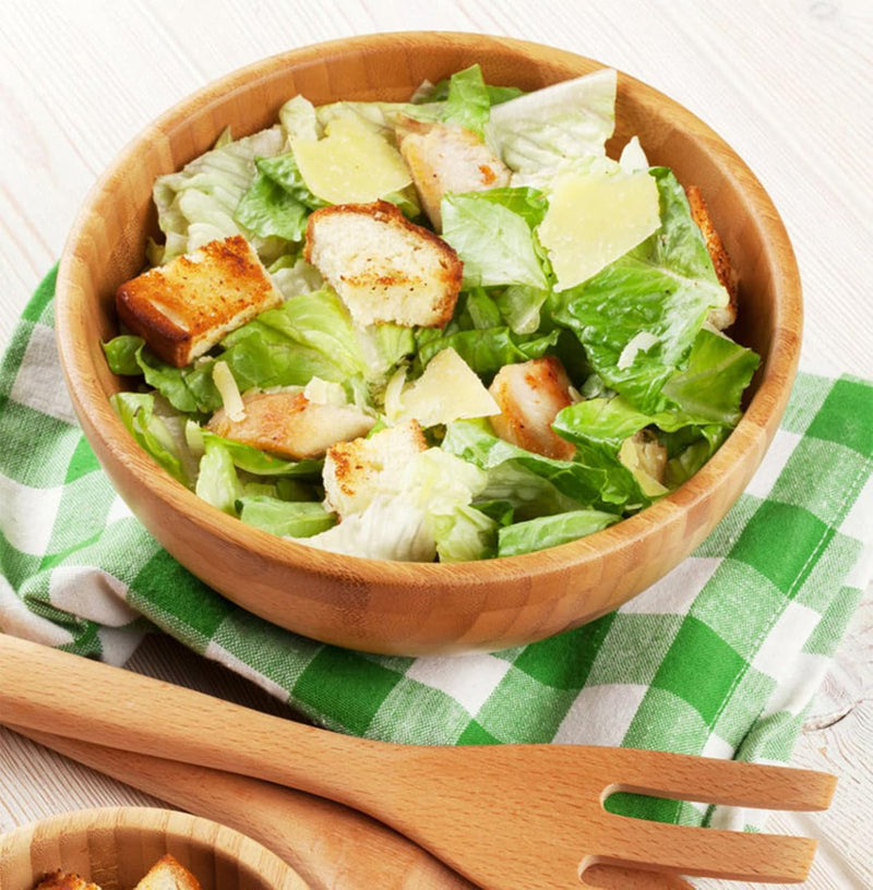 Lawei Conjunto de 4 tigelas de salada de bambu – 18 x 5,6 cm, tigelas individuais de refeição frutas, salada, massa, cereal, arroz e lanches