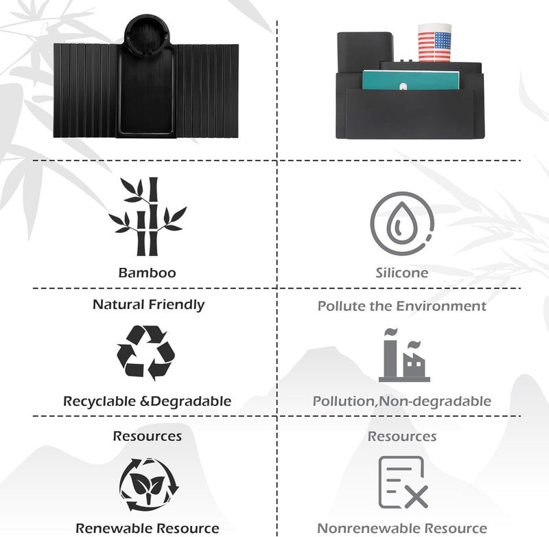 BAMBOOTRAY Bandeja de suporte de copo de sofá, mesa de braço de sofá 3 em 1, grande 48 x 33 cm, mesa lateral de bambu com clipe de sofá com suporte de copo de 360° para sofá, organizador