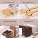 Pacote com 5 frascos de vidro com tampas herméticas de bambu - Recipientes empilháveis de armazenamento de alimentos com 132 etiquetas de despensa - com tampa de madeira para doces,