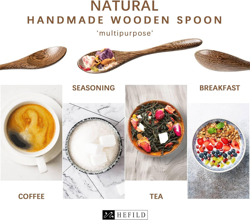 7 colheres de madeira pequenas, colheres de mel de 14 cm para chá, colher de chá de mel de madeira para café, pequenas colheres de madeira, colher de mesa de bambu para mexer, conjunto de