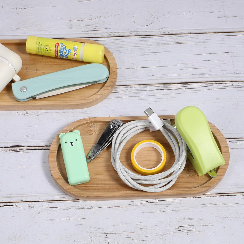 Kit com 2 Bandejas Pequenas de Bambu – Ovais para Joias, Cosméticos e Decoração