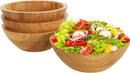 Lawei Conjunto de 4 tigelas de salada de bambu – 18 x 5,6 cm, tigelas individuais de refeição frutas, salada, massa, cereal, arroz e lanches