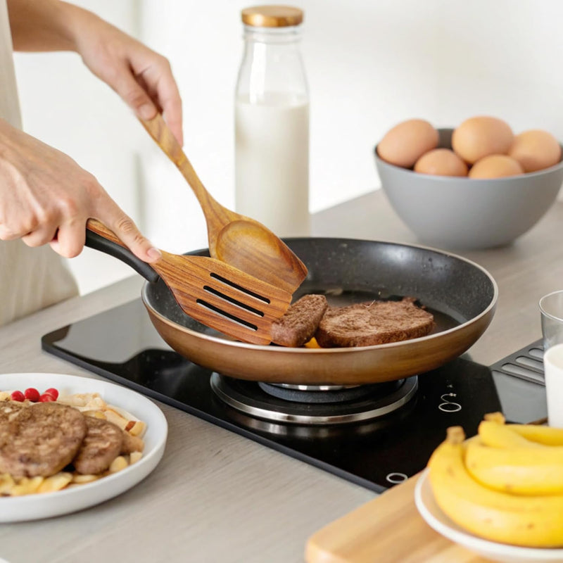 Espátula wok grande de madeira