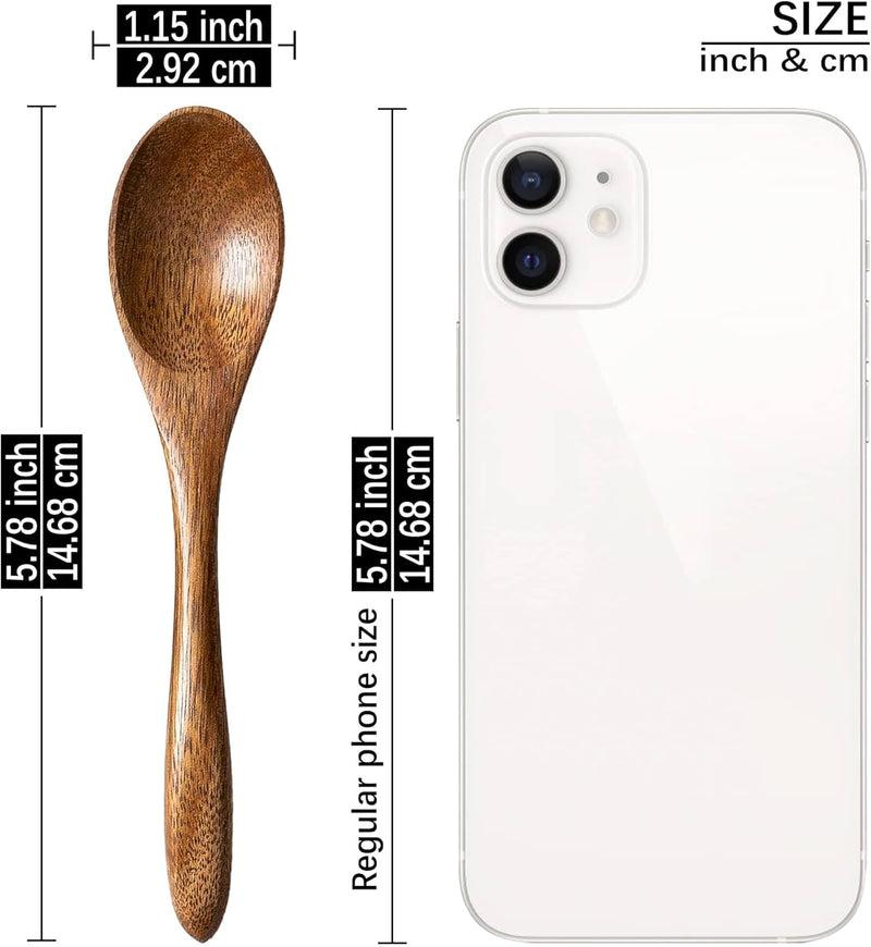 7 colheres de madeira pequenas, colheres de mel de 14 cm para chá, colher de chá de mel de madeira para café, pequenas colheres de madeira, colher de mesa de bambu para mexer, conjunto de