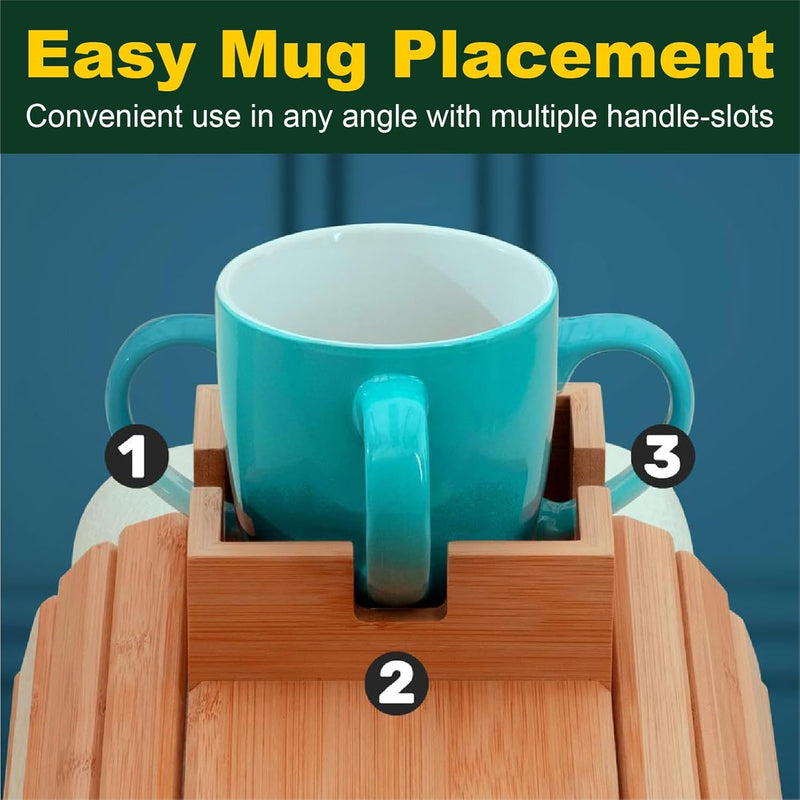 Couch Cup Holder, Bamboo Sofa Armrest Tray with Detachable Cup Holder – Foldable, Anti-Slip Couch Table for Drinks, Snacks, Remotes & Phones – Universal Fit Organizer, Easy to Clean