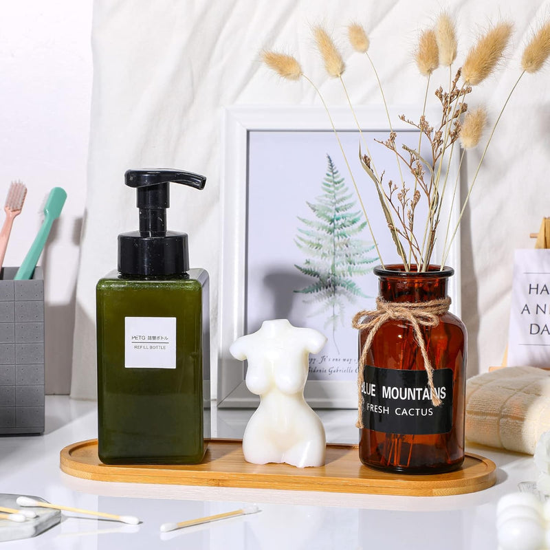 Bamboo Tea Serving Tray 3 Pcs Decorative Multi Use Bathroom Counter Tray with Edges Bamboo Vanity for Dresser Food Coffee Tea Snack Tissues Candles, 11 x 4 Inch(Rectangle Style)