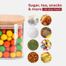 Frascos de armazenamento de vidro com tampa de bambu, recipientes de cozinha herméticos para assar, recipiente de alimentos para especiarias, biscoitos, chá, café e lanches (4 pacotes de 0,6 qt)