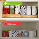 Suporte de caneca de café expansível de 2 camadas, organizador de canecas para armários de cozinha, suporte de caneca de bambu, prateleira multifuncional para copos, organizador de cafés