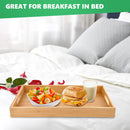 Bamboo Dinner Food Trays for Eating On Couch Party Platters for Serving Food Decorative Tray for Kitchen Counter Rectangle(16.5" Lx11.6''W and 15.5''Lx10.6''W)