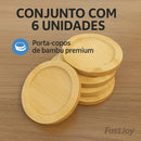 Kit Com 6 Porta Copos De Bambu Natural Redondos Descanso De Copo Premium