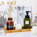 Bamboo Tea Serving Tray 3 Pcs Decorative Multi Use Bathroom Counter Tray with Edges Bamboo Vanity for Dresser Food Coffee Tea Snack Tissues Candles, 11 x 4 Inch(Rectangle Style)