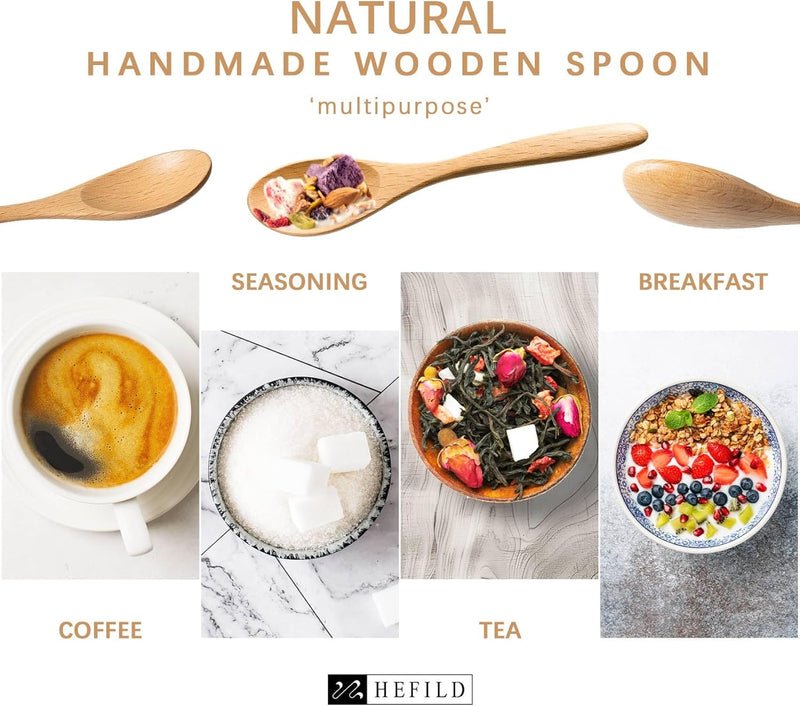 7 colheres de madeira pequenas, colheres de mel de 14 cm para chá, colher de chá de mel de madeira para café, pequenas colheres de madeira, colher de mesa de bambu para mexer, conjunto de