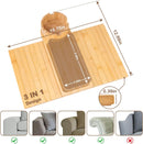 Bandeja de suporte de copo de sofá, bandeja de braço de sofá de bambu com suporte giratório de 360°, bandeja de descanso de braço de sofá dobrável 3 em 1 para controle remoto/lanches/xícaras/bebidas