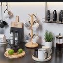 BAMBANG Suporte de caneca de árvore, rotação de 360°, 8 ganchos, suporte de copo de café para bancada, suporte de bambu para cozinha, bancada, casa, natural