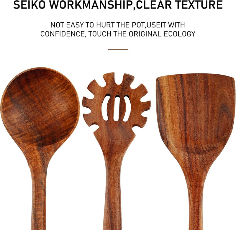 Espátula wok grande de madeira