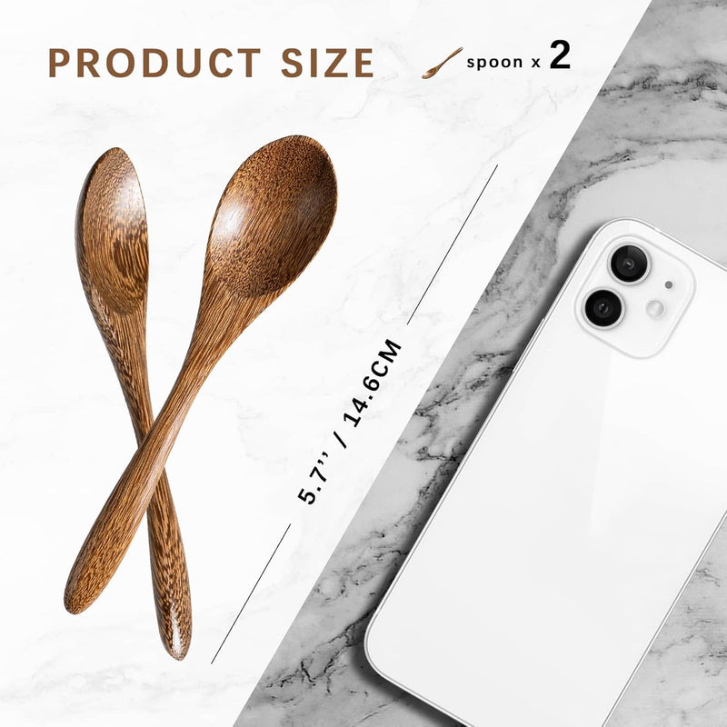 7 colheres de madeira pequenas, colheres de mel de 14 cm para chá, colher de chá de mel de madeira para café, pequenas colheres de madeira, colher de mesa de bambu para mexer, conjunto de