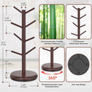 BAMBANG Suporte de caneca de árvore, rotação de 360°, 8 ganchos, suporte de copo de café para bancada, suporte de bambu para cozinha, bancada, casa, natural