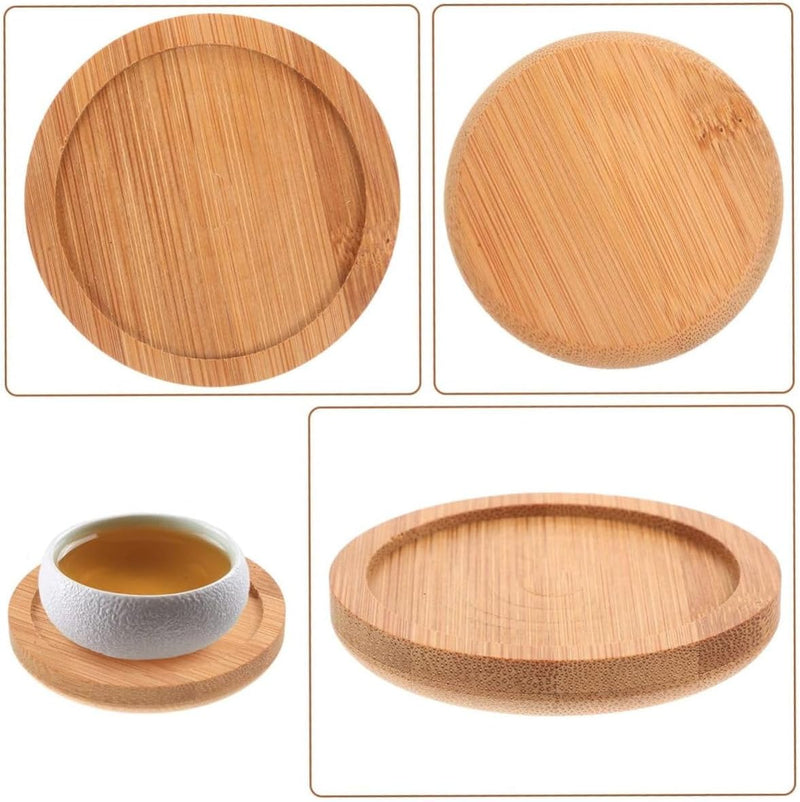 Kit 6 Porta Copos Descanso de Copos de Bambu 10x10 Premium