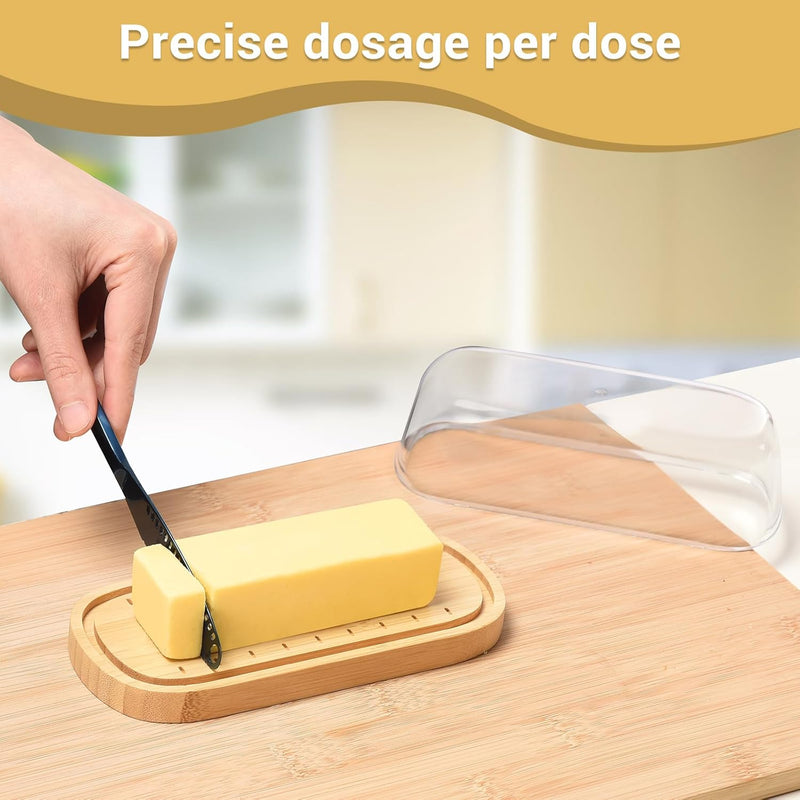 , Manteiga com tampa, suporte de manteiga de bambu