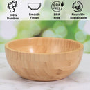 Tigelas de salada de bambu, tigelas grandes redondas de madeira de bambu de 20 cm para saladas/frutas/massas/legumes, tigela de servir à mão para entretenimento e festa, decoração de casa