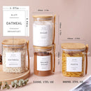 Pacote com 5 frascos de vidro com tampas herméticas de bambu - Recipientes empilháveis de armazenamento de alimentos com 132 etiquetas de despensa - com tampa de madeira para doces,