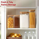 Frascos de armazenamento de vidro com tampa de bambu, recipientes de cozinha herméticos para assar, recipiente de alimentos para especiarias, biscoitos, chá, café e lanches (4 pacotes de 0,6 qt)